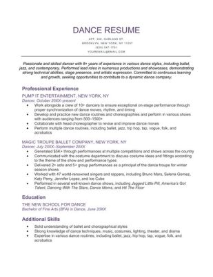 How to Write a Dance Resume: Tips and Strategies for a Standout Dance Journey